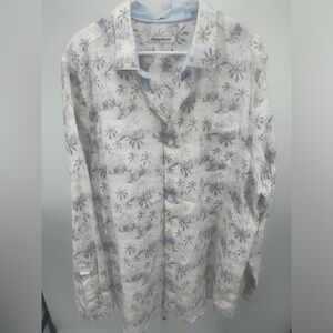 Tommy Bahama linen sleeve button down Hawaiian print size XXL Tall